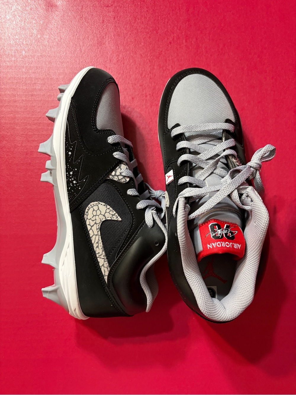 Jordan Stadium 90 Low TD Football Cleats Sz10 Black Cement Grey HQ0210-060 Men**